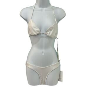 Lovewave White String Bikini Campbell Top Ryder Bottom Bathing Suit size XS NEW